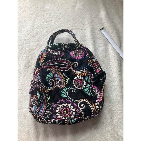 Vera Bradley Quilted Lunch Box With Zippered Closure Black Swirl Bandana - Picture 11 of 13